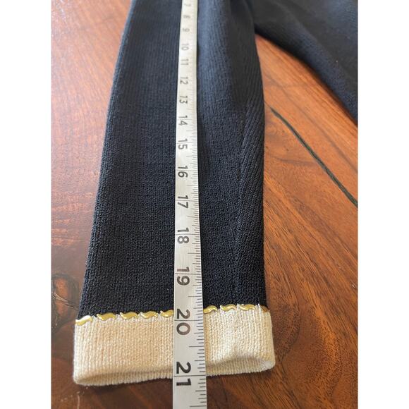 J.S.S knitwear jacket med black cream wool blend full zip elegant detail beads - Picture 11 of 11